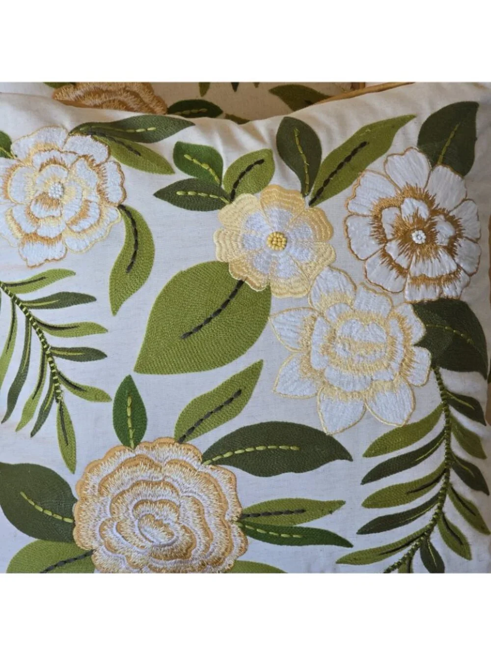 3- Pier 1 One Pillow Cases Covers Accent Yellow Green Embellished 16x16
